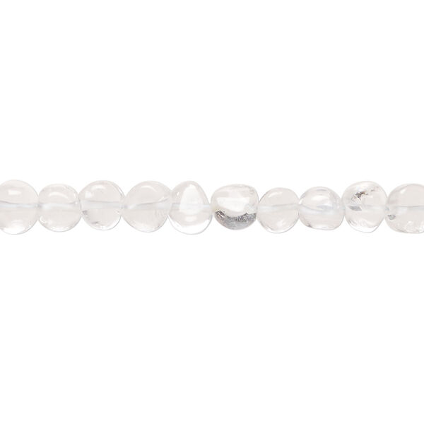 Quartz crystal 1pkg1, hand-cut uneven flat round bead natural, 13 inch 4-5mm image number 0