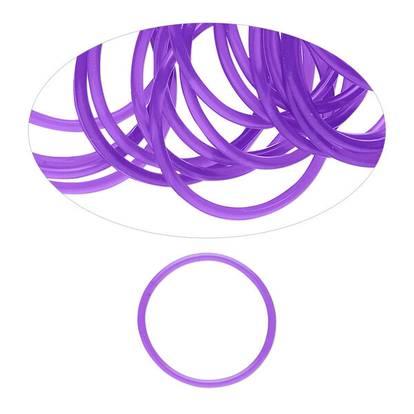 Component, Oh! Ring™, silicone, purple, 25mm round. Sold per pkg of 50. image number 0