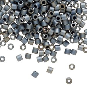 Seed bead, Delica®, glass, pkg/50g, #8 round, opaque matte luster black (DBL-0307).