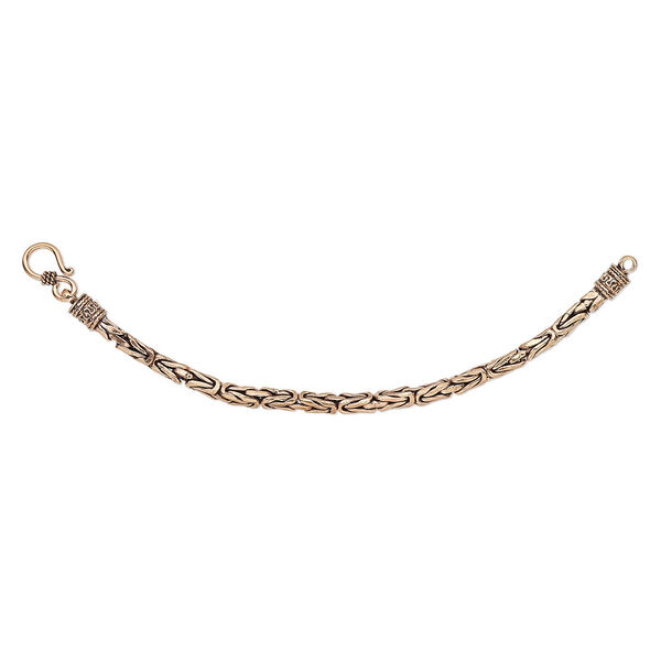 Bracelet, antique copper-plated copper, 6mm Byzantine, 7 inches with hook-and-eye clasp. Sold individually. image number 0
