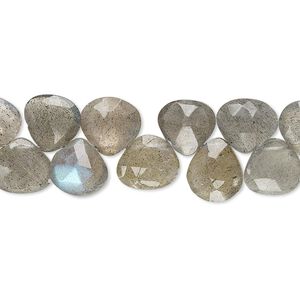 Labradorite 1pkg1, hand-cut top-drilled faceted puffed teardrop bead natural 4 inch 8x8mm-10x9mm