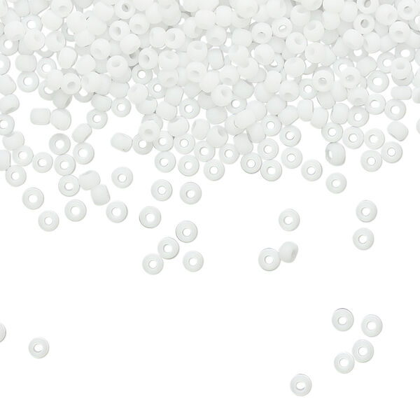 Seed bead, TOHO BEADS®, glass, pkg/7.5g, #11 round, opaque frosted white (TR-11-41F). image number 0