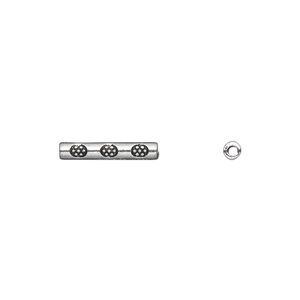 Bead, antique silver-plated "pewter" (zinc-based alloy), 14x2mm double-sided tube. Sold per pkg of 50.