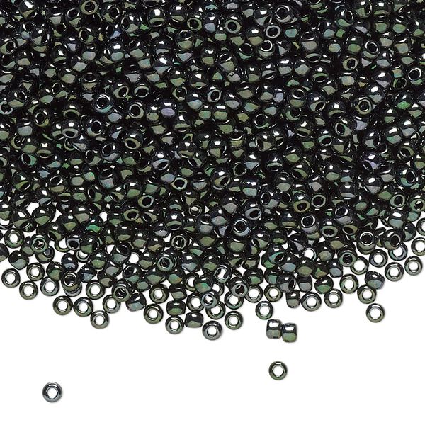 Seed bead, TOHO BEADS®, glass, pkg/50g, #11 round, opaque metallic moss (TR-11-89). image number 0