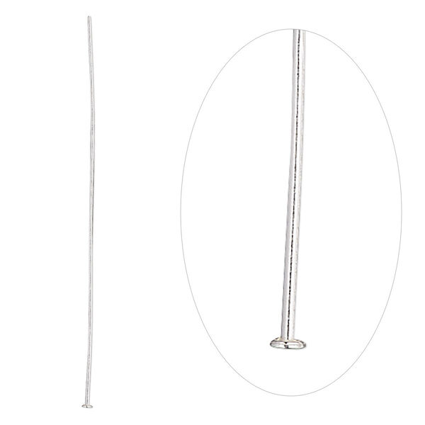 Head pin, sterling silver, 2-1/2 inches, 22 gauge. Sold per pkg of 10. image number 0