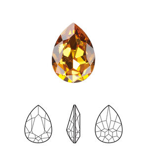 Fancy stone 1pkg1 dark orange (HICT) foil back, Crystal Passions® 18x13mm pear 4320