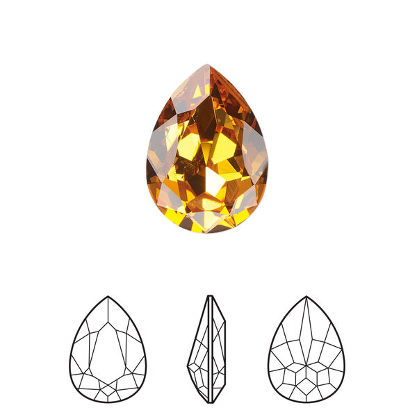 Fancy stone 1pkg1 dark orange (HICT) foil back, Crystal Passions® 18x13mm pear 4320 image number 0