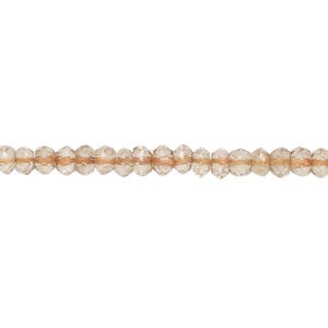 Citrine 1pkg1, hand-cut faceted rondelle bead, 14 inch light 4x2mm-4x3mm