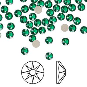 Flat back 1440pk majestic green foil back, Swarovski® 3.8-4mm rose round SS16 2088