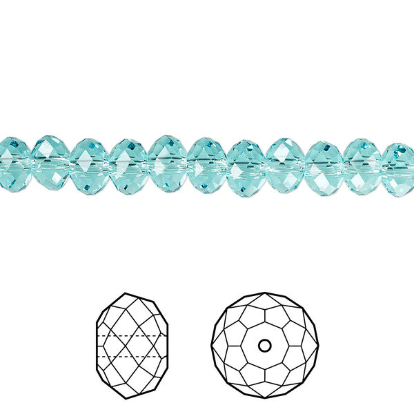 Bead 144pk light turquoise, Crystal Passions® 6x4mm rondelle 5040 image number 0