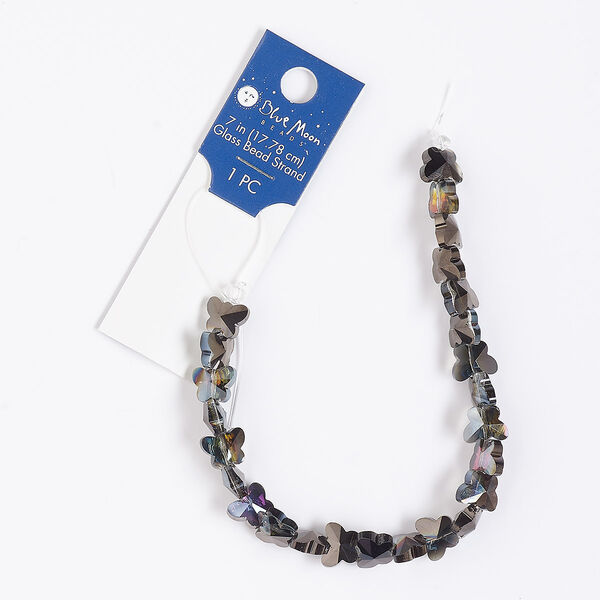 Bead, glass, translucent brown AB, 10x8mm faceted butterfly with 0.6mm hole. Sold per 7-inch strand. image number 0