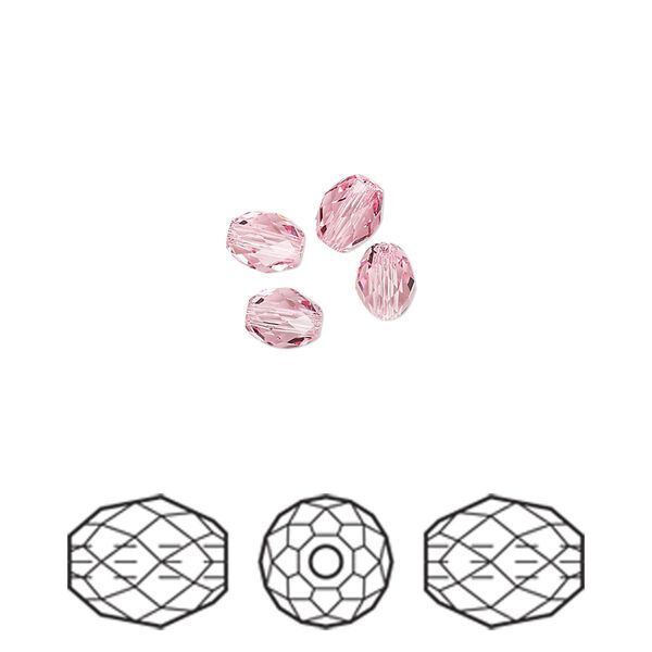 Bead 4pk light rose, Crystal Passions® 5x4mm olive briolette 5044 image number 0