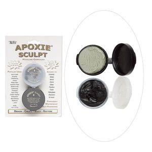 Adhesive, Apoxie® Sculpt, epoxy and polymer resin, black. Sold per 1/4 pound pkg.