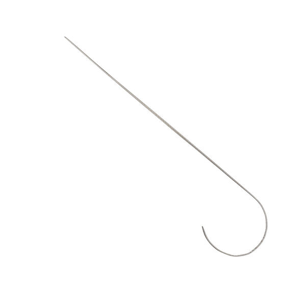 Needle, Beadalon®, stainless steel, pkg/2, 3-1/2 inches, curved "J"-shaped big-eye . image number 0