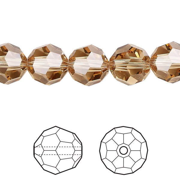 Bead 144pk light Colorado topaz, Swarovski® 10mm round 5000 image number 0