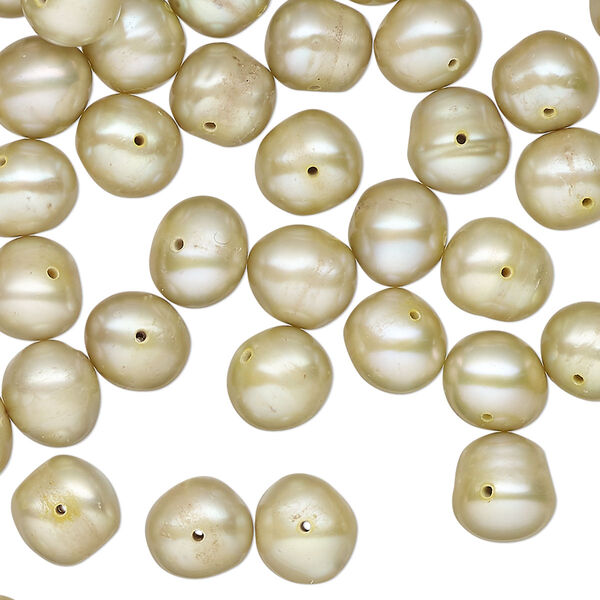 Pearl, cultured freshwater pearl (dyed), aloe, 7-9mm semi-round, D grade, Mohs hardness 2-1/2 to 4. Sold per 15" strand, approximately 55 beads. image number 0