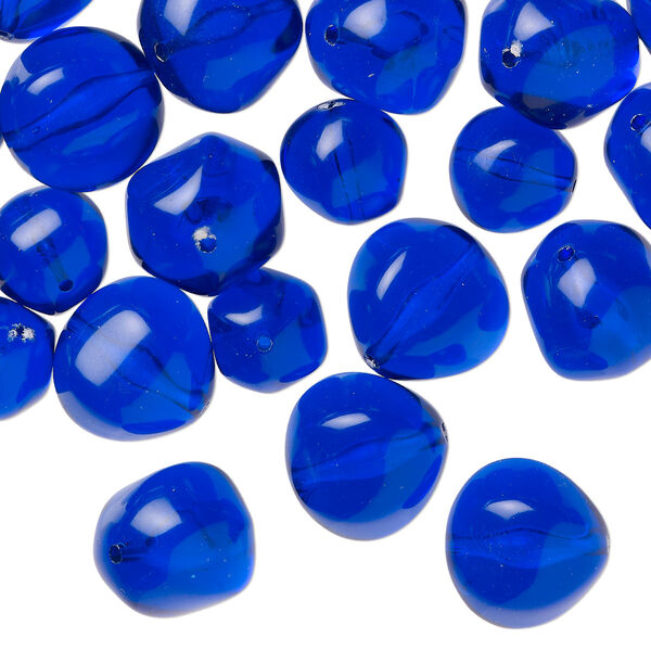 Bead, acrylic, cobalt blue, 23mm uneven round. Sold per 6-ounce pkg, approximately 30 beads. image number 0