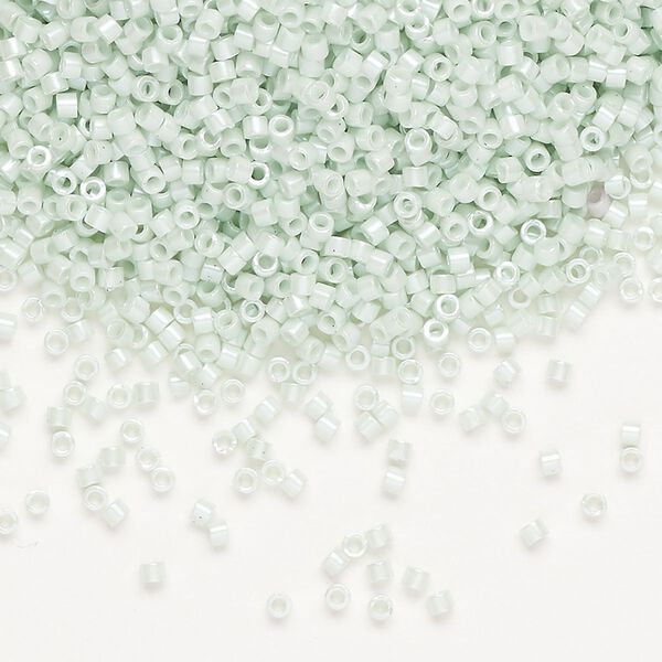 Seed bead, Delica®, glass, pkg/7.5g, #11 round, opaque glazed luster light mint (DB-1536-1). image number 0