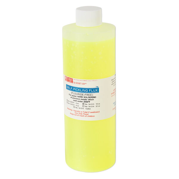 Self-pickling liquid flux, Griffith, boric acid, pkg/16-ounce bottle, blue/grey/yellow. image number 0
