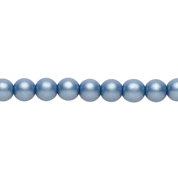 Bead, Czech glass druk, opaque satin blue, 6mm round. Sold per 15-1/2" to 16" strand. image number 0