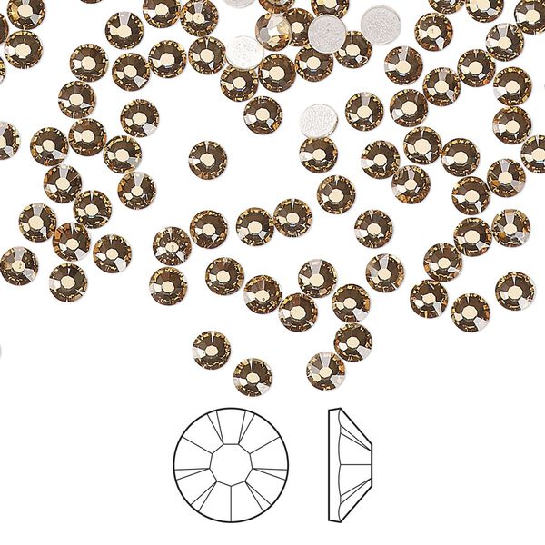 Flat back 144pk light Colorado topaz foil back, Preciosa MAXIMA Czech crystal hotfix rhinestone 3-3.2mm chaton rose round SS12 image number 0