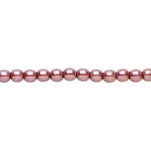 Bead, Czech pearl-coated glass druk, mauve, 4mm round. Sold per 15-1/2" to 16" strand.