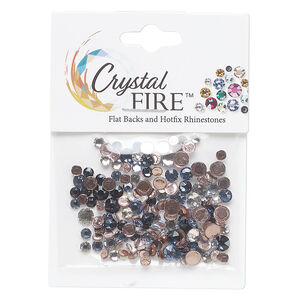 Flat back mix 1pkg144 Montana, Crystal FIRE&reg;, 3.0-4.8mm hotfix round SS12 / SS16 / SS20