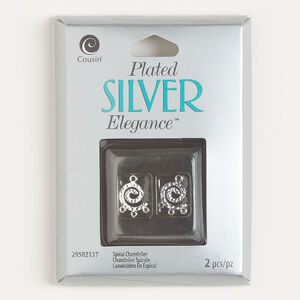 Drop 1pkg2, silver-plated copper, 11mm hammered spiral.