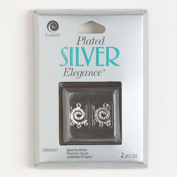 Drop 1pkg2, silver-plated copper, 11mm hammered spiral. image number 0