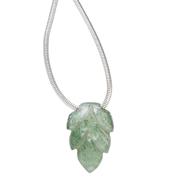 Green aventurine 1pkg1, hand-cut top-drilled carved leaf bead natural B grade, 18x12mm image number 0