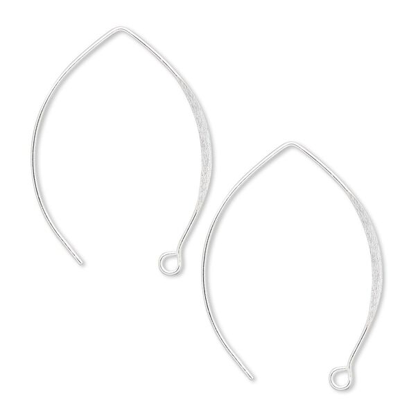 Ear wire, sterling silver-filled, 37mm flat marquise fishhook with open loop, 20 gauge. Sold per pkg of 5 pairs. image number 0