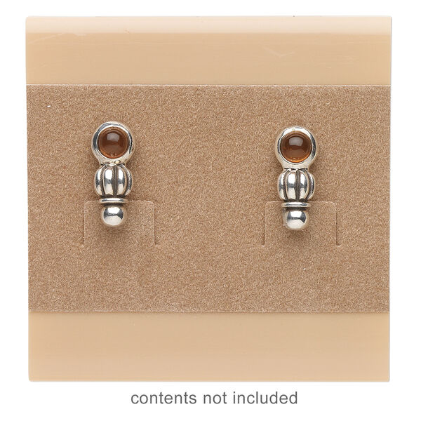 Earring card, plastic and velour, camel, 2x2-inch square. Sold per pkg of 100. image number 1
