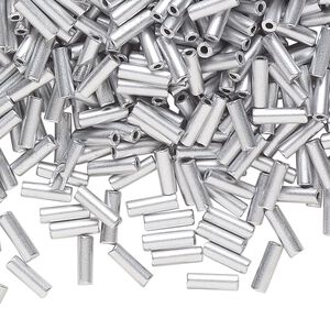 Bead, Preciosa Ornela Czech glass, bugle bead, pkg/500g, #3, soft silver metallic opaque alabaster, (01700).