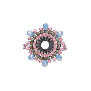 Link, Creative Touch, glass, violet / grey / gunmetal, 22mm double-sided snowflake. Sold individually.