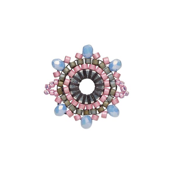 Link, Creative Touch, glass, violet / grey / gunmetal, 22mm double-sided snowflake. Sold individually. image number 0