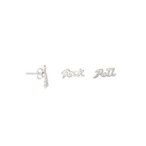 Earstud, sterling silver, 12x5mm "Rock" and "Roll" with post. Sold per pair.