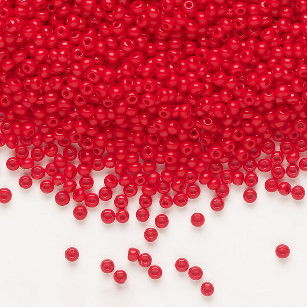 Seed bead, Preciosa Ornela Czech glass, pkg/500g, #11 rocaille, opaque red, (93190). image number 0