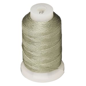Thread, Purely Silk™, dark green, size FF. Sold per 115-yard spool.