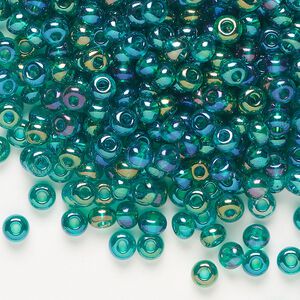 Seed bead, Preciosa Ornela, glass, translucent rainbow teal, #6 rocaille. Sold per 500-gram pkg.