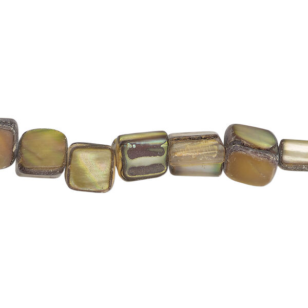 Mother-of-pearl shell 1pkg1, triangle tube bead 15 inch golden brown 7x5mm-9x7mm image number 0