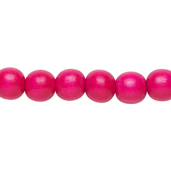 Bead 1pkg1, Taiwanese cheesewood (dyed / waxed), dark pink, 7-8mm round, 15-1/2 to 16 inches. image number 0