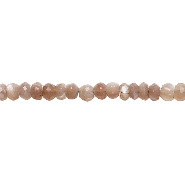 Bead, coffee moonstone (natural), 3x2-5x4mm hand-cut faceted irregular rondelle, B grade, Mohs hardness 6 to 6-1/2. Sold per 15-1/2" to 16" strand. image number 0