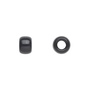 Pony bead, polystyrene, opaque black, 9x7mm. Sold per pkg of 900.