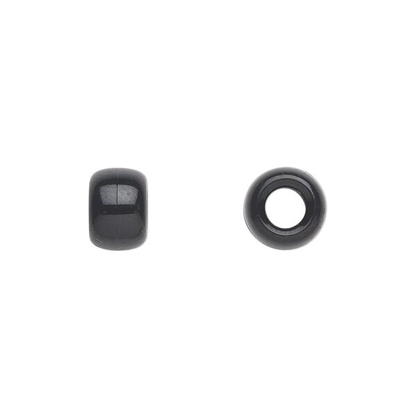 Pony bead, polystyrene, opaque black, 9x7mm. Sold per pkg of 900. image number 0