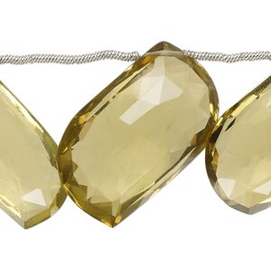 Golden quartz 1pkg7, hand-cut top-drilled faceted puffed curve bead 23x20mm-31x28mm