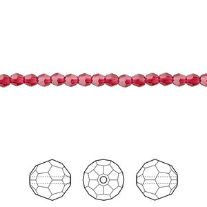 Bead 12pk scarlet, Crystal Passions® 3mm round 5000