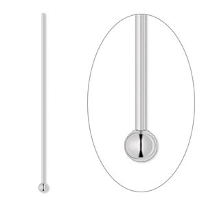 Head pin, sterling silver, 1-1/2 inches with 2mm ball, 21 gauge. Sold per pkg of 10.