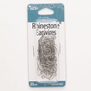 Ear wire assortment 1pkg46, 34mm kidney / 15mm / 11mm fishhook / open loop, 21 / 22 gauge silver-finished steel 23 pair