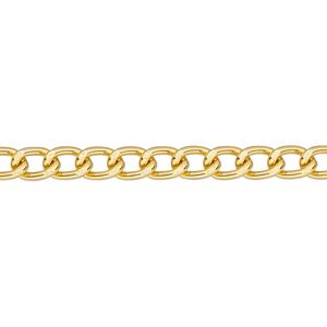 Chain 1pkg1 curb, 4mm, aluminum / anodized gold 25 foot unfinished