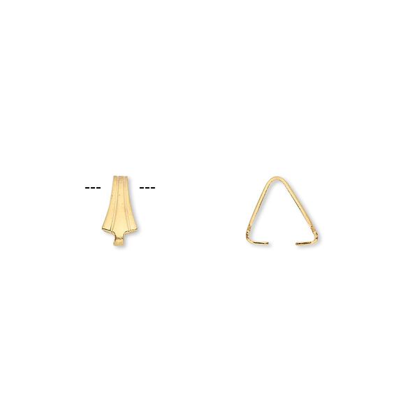 Bail, ice-pick, gold-plated brass, 8x3.5mm, 6mm grip length. Sold per pkg of 100. image number 0